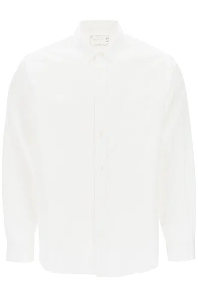 Shop Sacai Men's White Cotton Poplin Shirt For Fw23