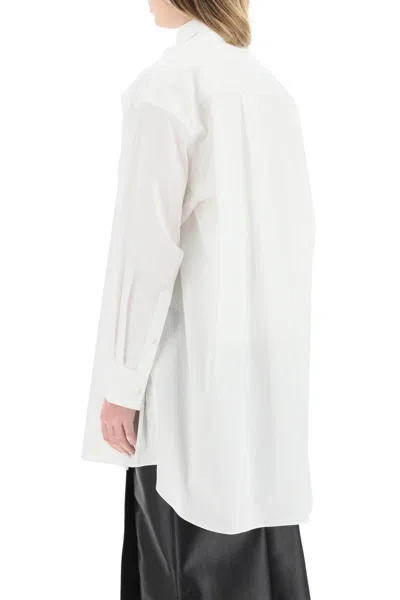 Shop Sacai Women's Oversized White Maxi Shirt With Unique Cut-out Sleeves