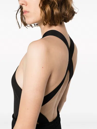 Shop Saint Laurent Black Cut-out Halterneck Bodysuit For Women