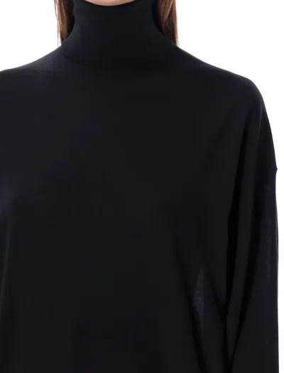 Shop Saint Laurent Black Knit High Neck Sweater For Women With Oversize Fit