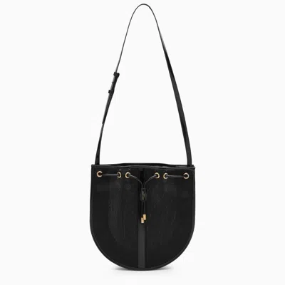 Shop Saint Laurent Black Mesh Shoulder Handbag For Women