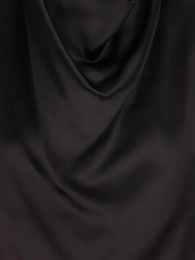 Shop Saint Laurent Short Top With Hooded Neck In Satin In Black