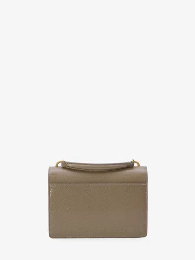 Shop Saint Laurent Putty-colored Recycled Leather Sunset Handbag With Chain In Beige