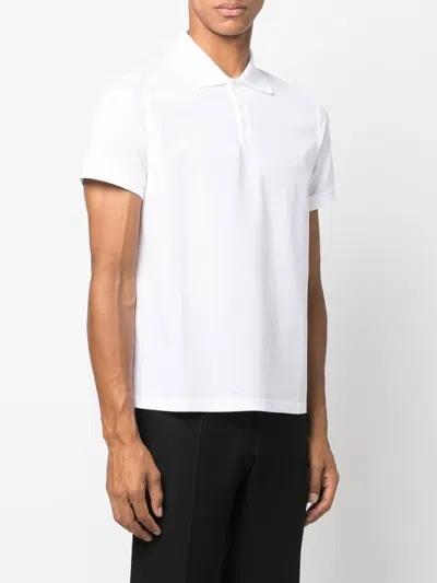 Shop Saint Laurent Cloud White Logo-embroidered Short-sleeved Cotton Polo Shirt For Men