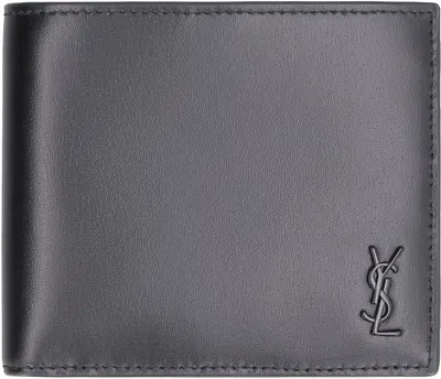 Shop Saint Laurent Luxurious Men's Black Calfskin Wallet In Nero