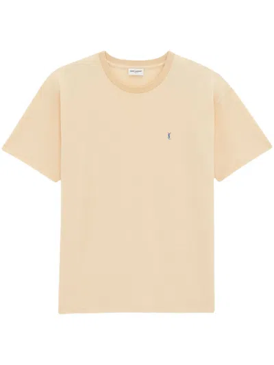 Shop Saint Laurent Cotton Piqué T-shirt In Yellow