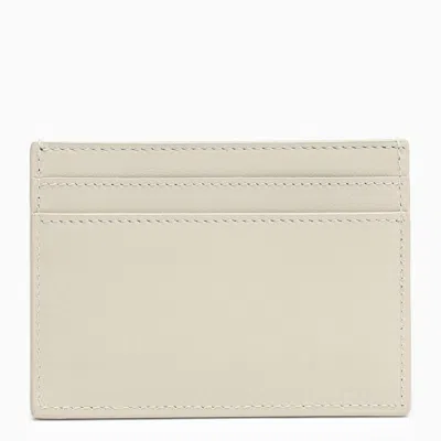 Shop Saint Laurent Cream Leather Card Holder With Two-tone Metal Logo In Yellow