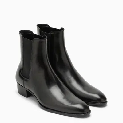 Shop Saint Laurent Dark Brown Ankle Boots For Men With Elasticated Side Panels And Low Heel