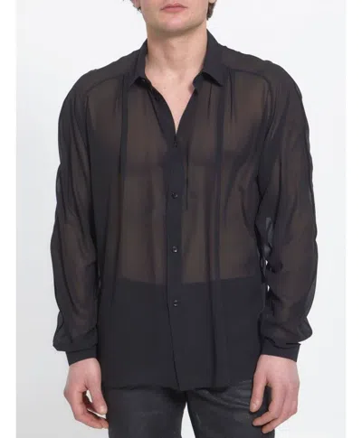 Shop Saint Laurent Effortlessly Chic Black Silk Shirt For Men In Noir