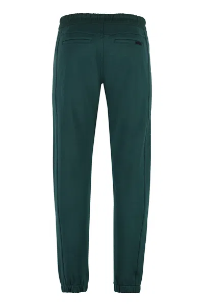 Shop Saint Laurent Green Organic Cotton Track Pants With Embroidered Logo