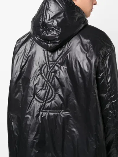 Shop Saint Laurent Jet Black Oversized Hooded Anorak Jacket For Men In Nylon