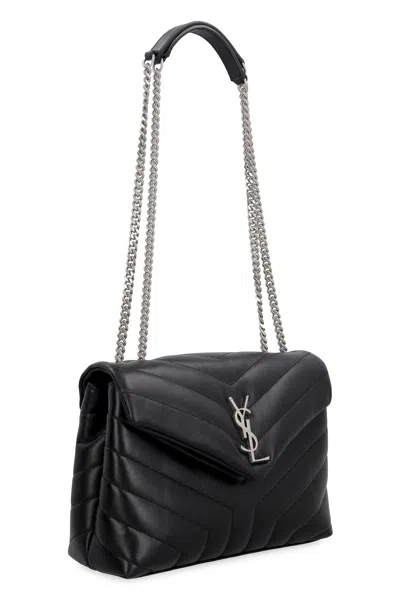 Shop Saint Laurent Luxurious Nero Calfskin Leather Loulou Small Crossbody Bag