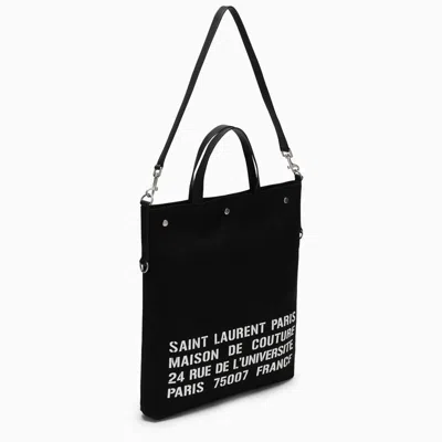 Shop Saint Laurent Men's Black Canvas Tote With Leather Details
