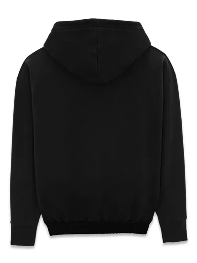 Shop Saint Laurent Men's Black Hoodie With Satin Details