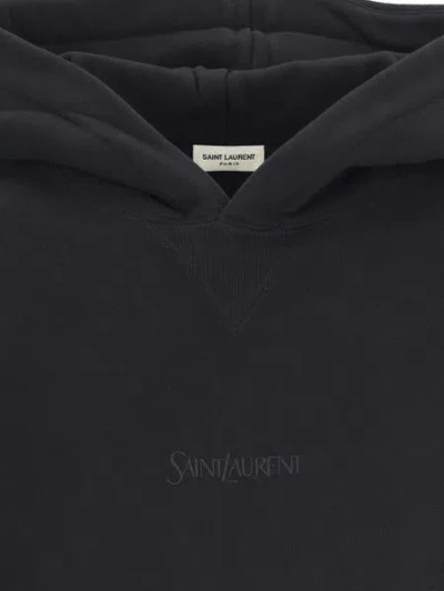 Shop Saint Laurent Men's Black Hoodie With Satin Details