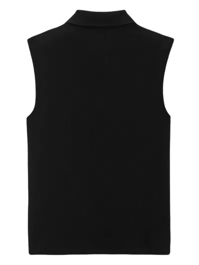 Shop Saint Laurent Men's Black Cotton Piqué Sleeveless Polo Shirt