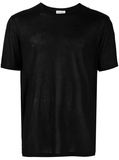 Shop Saint Laurent Men's Black Crew-neck T-shirt For Fw23