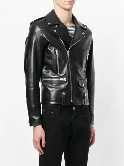Shop Saint Laurent Men's Black Motorcycle Jacket