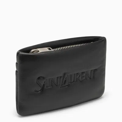 Shop Saint Laurent Men's Black Padded Leather Coin Purse