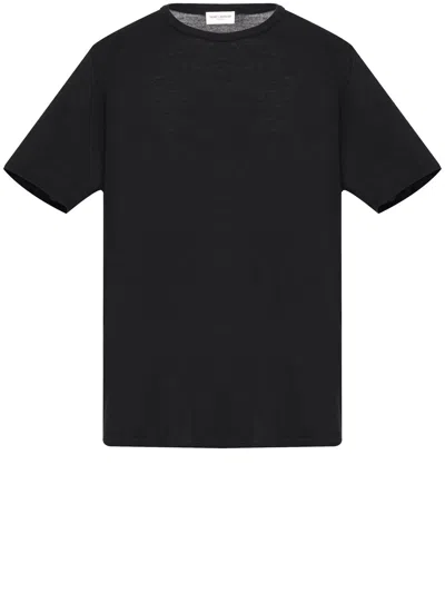 Shop Saint Laurent Men's Black Viscose And Wool Blend Short-sleeved T-shirt