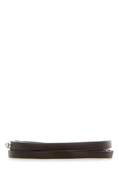 Shop Saint Laurent Men's Brown Oak Calf Skin Bracelet For Ss24 In Brownoak