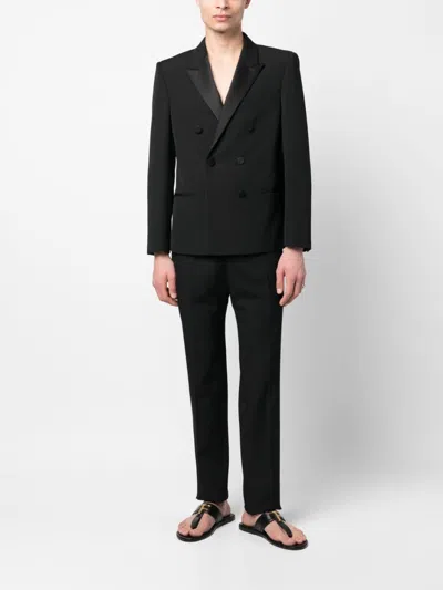 Shop Saint Laurent Men's Double Breasted Tuxedo Jacket For The Fall/winter Of 2023 In Nero