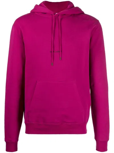 Shop Saint Laurent Men's Fw21 Hoodie In Mustard Yellow In Magenta