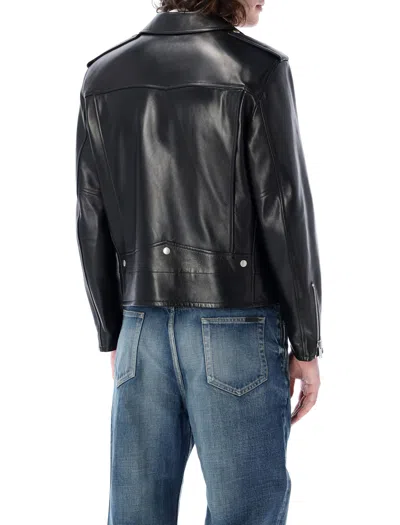 Shop Saint Laurent Men's Lambskin Biker Jacket For Ss24 In Black