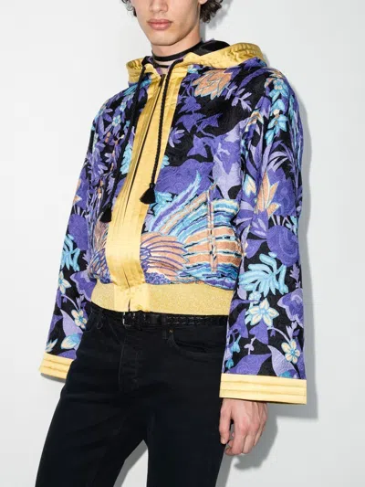 Shop Saint Laurent Men's Multicolor Hooded Kimono Jacket For Ss22