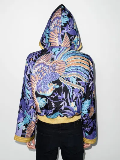 Shop Saint Laurent Men's Multicolor Hooded Kimono Jacket For Ss22
