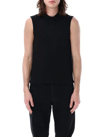 Shop Saint Laurent Men's Piqué Cassandre Polo Tant Top In Black