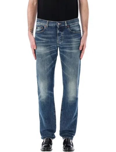 Shop Saint Laurent Blue Regular Waist Denim Jeans For Men From The Ss24 Collection By  In Deauville_beach_blue