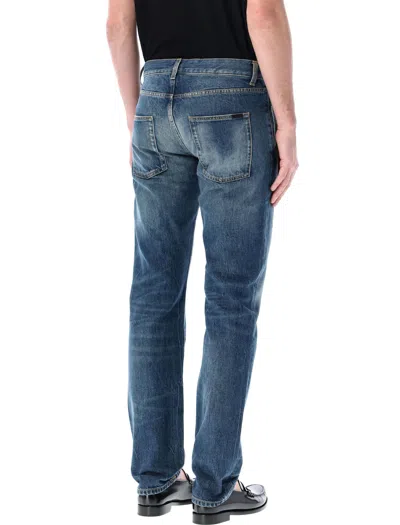 Shop Saint Laurent Men's Regular Waist Denim Jeans In Deauville Beach Blue In Deauville_beach_blue