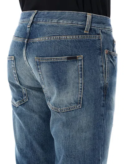 Shop Saint Laurent Men's Regular Waist Denim Jeans In Deauville Beach Blue In Deauville_beach_blue