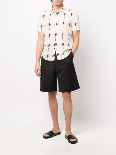 Shop Saint Laurent Men's Short Sleeve Silk Shirt In Black