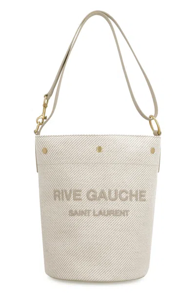 Shop Saint Laurent Rive Gauche Bucket Handbag In Sand