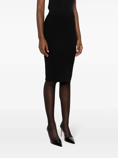 Shop Saint Laurent Simple And Chic Black Wool Pencil Skirt For Women