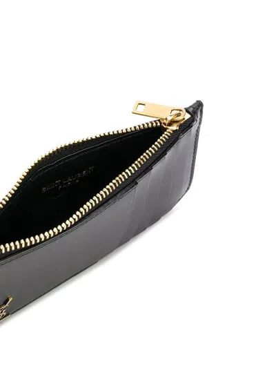 Shop Saint Laurent Sleek And Stylish Leather Cardholder For Men In Nero