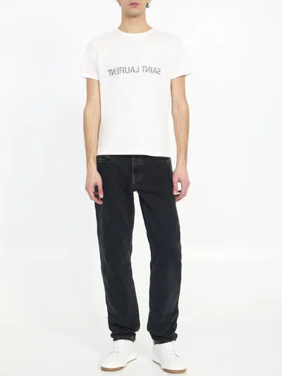 Shop Saint Laurent Slim Gray Denim Jeans For Men In Grey