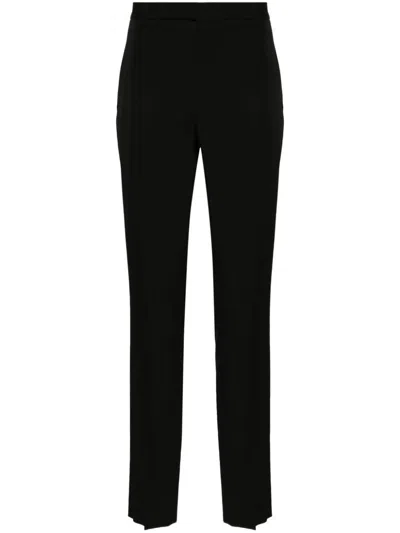 Shop Saint Laurent Slim Fit Black Wool Trousers For Men