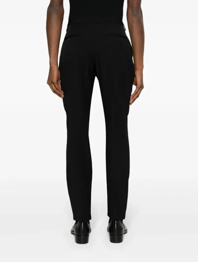 Shop Saint Laurent Slim Fit Black Wool Trousers For Men