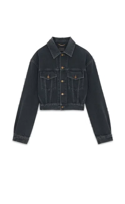 Shop Saint Laurent Women's Dblueblack 80s Denim Jacket For Ss24