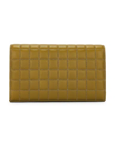 Shop Saint Laurent Women's Olivedrab Quilted Clutch For Ss24