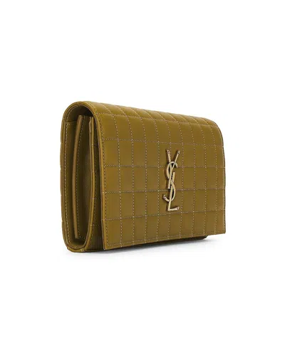 Shop Saint Laurent Olive Acolchado Pouch Handbag For Women Ss24 In Olivedrab