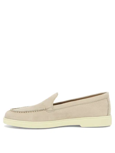 Shop Santoni Tan Nubuck Slip-on Loafers For Women