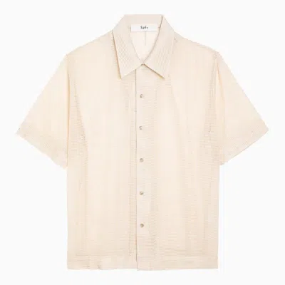 Shop Séfr Noam Beige Cotton Knit Shirt