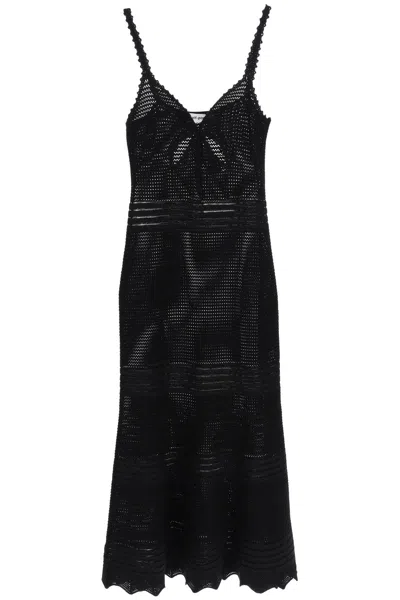 Shop Self-portrait Black Crochet Midi Dress For Women