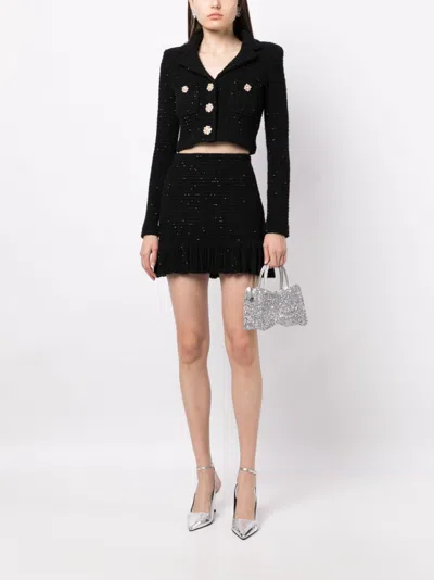 Shop Self-portrait Black Sequin Mini Skirt For Women