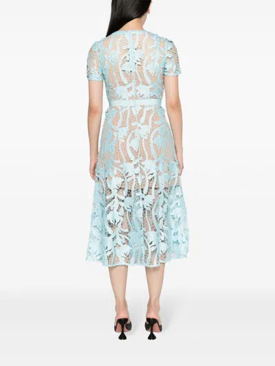 Shop Self-portrait Blue Lace Midi Dress