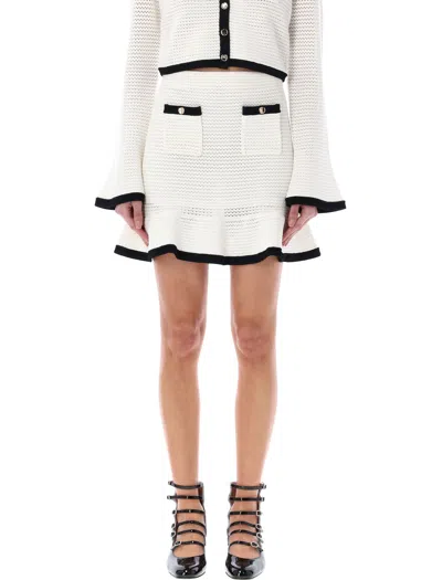 Shop Self-portrait Crochet Skirt For Women In White